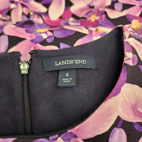 Lands End Purple Floral Midi Dress Size 6 - Picture 6 of 7